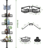 Corner Shower Caddy Tension Pole 4 Tier Adjustable Stainless Steel Shower Shelf for Inside Shower Bathtub Shampoo,Standing Bathroom Organizer Shelves with 26 to 120 inch Height - Image 6
