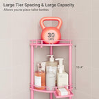 ELYKEN Corner Shower Caddy Standing, 4 Tier Metal Shower Organizer, Pink - Image 3