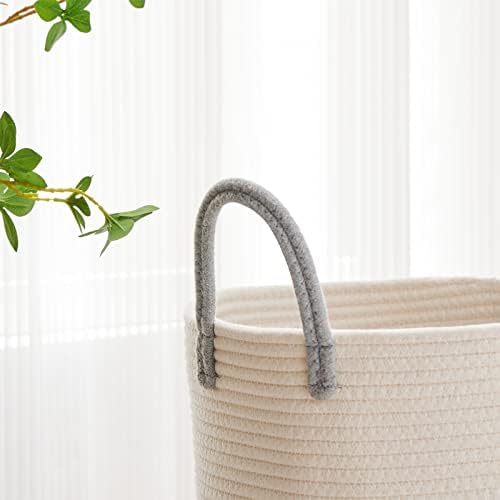 VIPOSCO 53L Tall Woven Laundry Basket Hamper, Grey White - Image 3