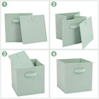Stero 13x13x13 Inch Fabric Storage Bins 6 Pack Fun Colored Storage Cubes with Handles Foldable Cube Baskets for Home, Kids, Closet and Toys Organizer, Cyan, Green, Yellow - Image 3