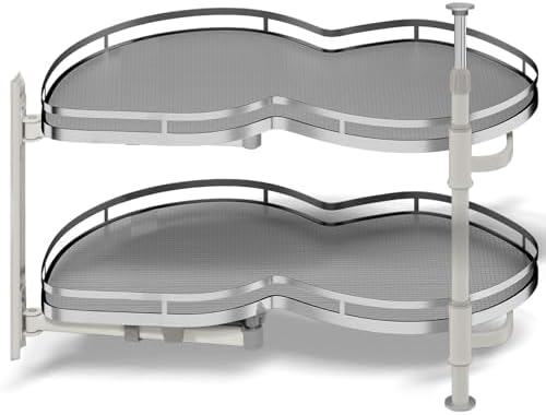 Blind Corner Cabinet Pull Out Organizer, Soft Close Swing Left Pull Out Cabinet Organizer 26 inch, Corner Cabinet Lazy Susan for Cabinet Blind Shelf, 2 Tiers Tray, Adjustable Height by Kinchoix