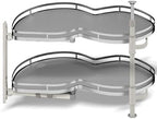 Blind Corner Cabinet Pull Out Organizer, Soft Close Swing Left Pull Out Cabinet Organizer 26 inch, Corner Cabinet Lazy Susan for Cabinet Blind Shelf, 2 Tiers Tray, Adjustable Height by Kinchoix