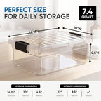 Superio 7.4 Quart Clear Plastic Storage Bin with Lid, Stackable Organizer Box, BPA-Free Storage Container for Home, Garage, School & Office, 1 Pack - Image 2
