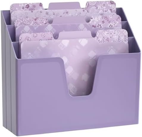 Acrimet Horizontal Triple File Folder Organizer Sorter, Letter Size, Purple - Image 2