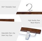 Nature Smile Solid Lotus Wood Deluxe Wooden Pants Hangers, Retro, 20 Pack - Image 3