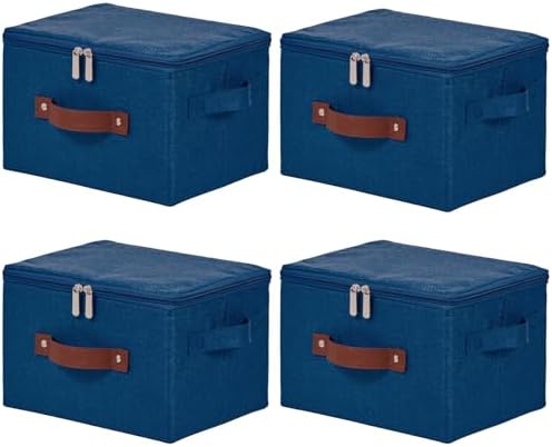 4PCS Storage Bins with Zipper Lids Decorative Lidded Basket Box by VinneGenzz