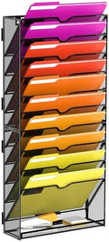 11-Tier Wall File Organizer and Hanging File Organizer with Base, Black by JMHUD