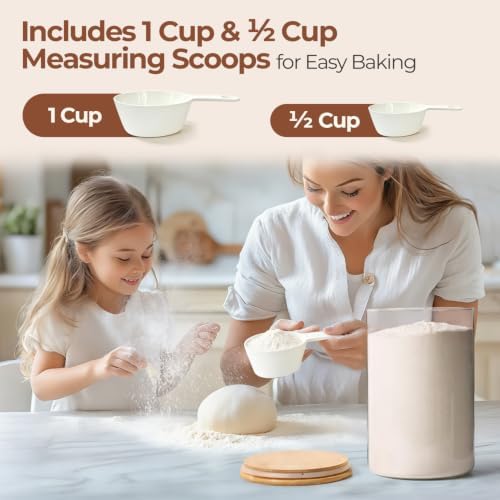 ComSaf Flour Sugar Storage Containers 4 Qt, 2 Pack Glass Flour Container - Image 6