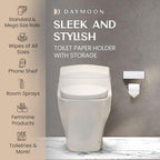 Day Moon™ - Toilet Paper Holder with Shelf - Modern Roll Holder for Bathroom - 1 Pack - Wall Mount - with Storage, Polished Chrome - Image 3