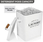 Calindiana Modern Farmhouse Metal Laundry Soap Dispenser with Scoop for Decor and Space Saving Organization, White - Image 5