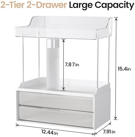 Delamu 4-Tier Makeup Organizer, Bathroom Counter, 2 Drawers,Clear 2Pack - Image 2