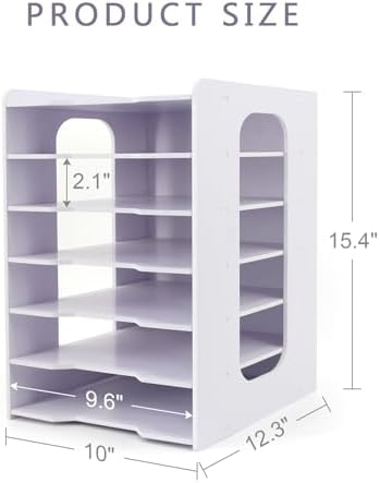 SONGWAY File Organizer for Desk - Desk Organizer for Document, Multifunctional 7 Tier Vertical File Holder, Paper Holder Organizer, Desktop File Organizer for Home Office School Decorations, White - Image 6