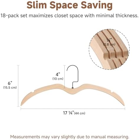 StorageWorks Wooden Hangers 18 Pack, Space Saving No Bump Hangers, Wood - Image 2