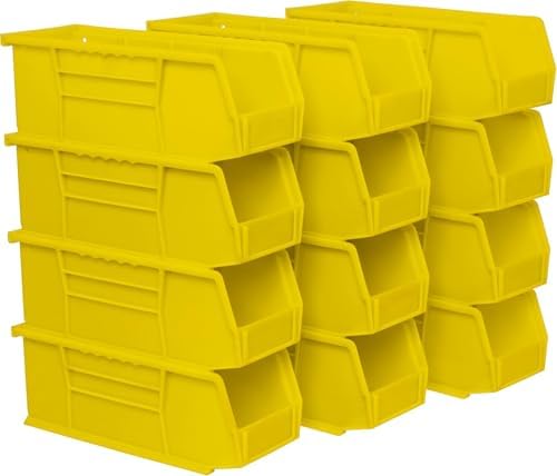 Akro-Mils 30224 AkroBins Plastic Storage Bins, 11"x 4"x 4", Yellow, 12-Pack by Akro-Mils