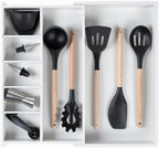 KitchenEdge Utensil & Junk Drawer Organizer, 10.5-19 in, White Bamboo by KitchenEdge