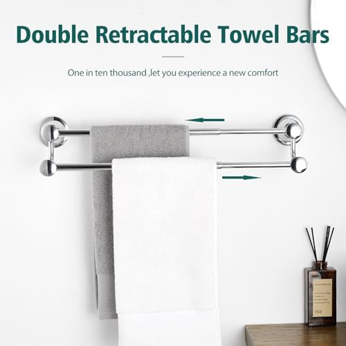 Hoimpro Double Towel Bar Towel Rack for Bathroom Wall Mounted Chrome - Image 6