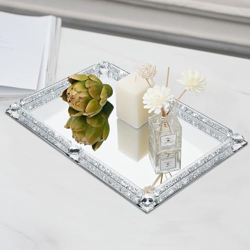 Large Crystal Tray, 15.7"x11.8" Silver Rectangular Perfume Tray - Image 5