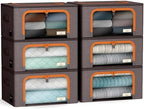 Sorbus Clothes Storage Bins, Clear Window & Handles (6 Pack, Brown) by Sorbus
