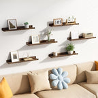 upsimples Floating Shelves for Wall Decor and Storage, Brown, 6Pcs 23.6'' - Image 2