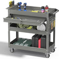 3 Tray Rolling Tool Cart with Drawers, 400 LBS Capacity Mechanic Tool Cart on Wheels, Heavy Duty Utility Cart with Pegboard, Metal Work Cart for Garage and Repair Shop, Grey by Pelnuies