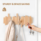 Ufine Wood Wall Mounted Coat Rack with 6 Flip-Down Hooks - Image 5