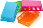 DEAYOU 16 Pack Classroom Storage Baskets Bins, Small Plastic Organizer Basket, Colorful Storage Trays, Crayon Pencil Containers for Paper, Desk, Shelf, Home School Office, 10.2" L x 6.5" W x 2.4" H - Image 4