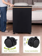 efluky Double Laundry Hamper with Wheels, Divided Laundry Hamper with Removable Bags, 2 Section Dirty Clothes Basket with Handles for Bathroom, Bedroom & Laundry Room, 160L Dark Black - Image 4
