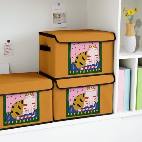 Stackable Storage Bins with Lids,Closet Organizers Fabric Box for Home and Office,Blanket Clothes Organizers,Under Bed Storage Containers 3 Pack - Image 4