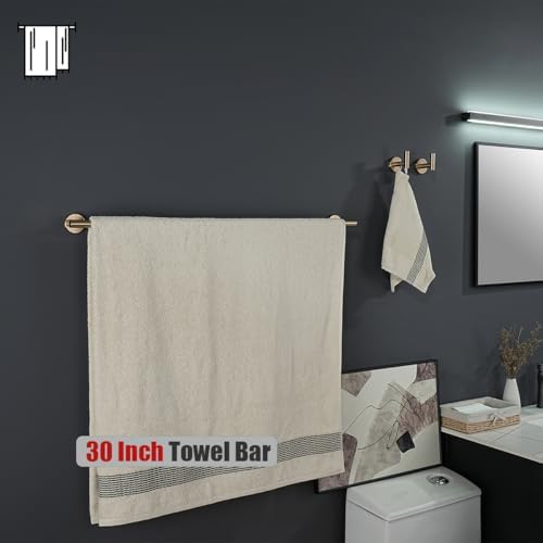 JQK Champagne Bronze Bath Towel Bar, 33 Inch 304 Stainless Steel Thicken 0.8mm Towel Rack Bathroom, Towel Holder Wall Mount, Useable Length 30 Inch, TB110L30-CB - Image 5