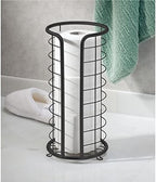 mDesign Metal Toilet Paper Holder Stand - Storage Reserve for 3 Rolls of Toilet Tissue - Freestanding Toilet Paper Holder - Stylish Bathroom Floor Toilet Paper Stand - Omni Collection - Matte Black - Image 3