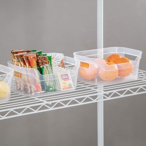 Sterilite 9.5 x 6.5 x 4 Inch Small Open Scoop Front Clear Storage Bin with Comfortable Carry Through Handles for Household Organization (32 Pack) - Image 4