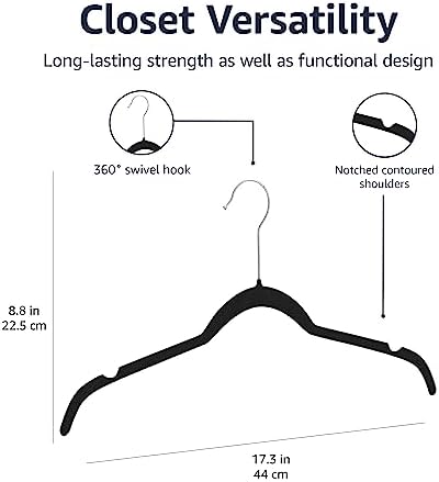 Amazon Basics Space Saving Slim Velvet Non-Slip Clothes Hangers for Closet Organization, Black, 100-Pack - Image 6