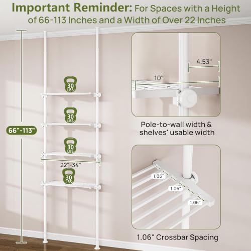 ALLZONE Tension Mount Over The Toilet Storage Shelf, No-Drill, Slim Design - Image 5