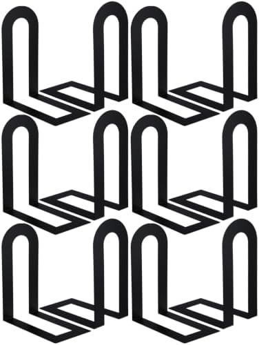 Chunful 12 Pcs Black Metal BookEnds Shelves, 7.5 x 5.75 x 3.5 in by Chunful