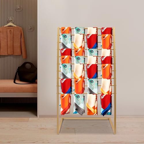 Scarf Organizer, Metal Hijab Organizer, 10 Tier Scarf Holder Hanger for Multiple Scarves, Freestanding Hijab Stand Belt Pants Hanging Rack for Home, Commercial, Clothing Store (Gold, 80cm) - Image 2