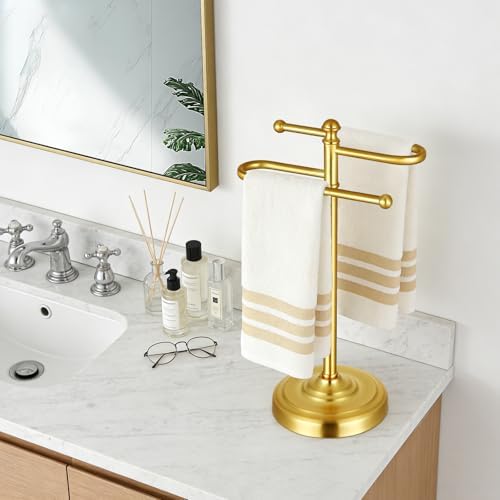 Hand Towel Holder Stand for Bathroom Countertop,S-Shape Bar,Gold - Image 6