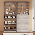 Grey Hidden Shoe Cabinet with 3 Flip Drawers & Coat Rack, Entryway - Image 3