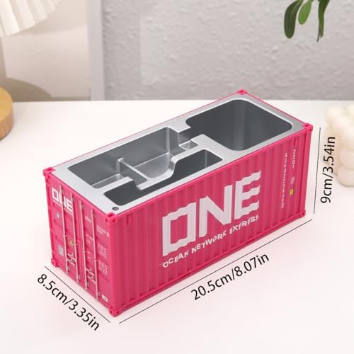 Desk Organizer Office Supplies Multi-function Shipping Container Storage Box Pen/Pencil,Business Name Cards Remote Control Holder Gray, Pen and Pencil Shipping Container Style Holders (Pink) - Image 4