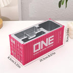 Desk Organizer Office Supplies Multi-function Shipping Container Storage Box Pen/Pencil,Business Name Cards Remote Control Holder Gray, Pen and Pencil Shipping Container Style Holders (Pink) - Image 4