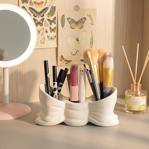 Bow Ceramic Toothbrush Holder, 3-Slot Cute Bathroom Toothbrush Organizer ﻿ - Image 7