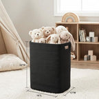 MEGASKET Large Laundry Hamper 16"x13"x22" - Tall Woven Laundry Basket, Cotton Rope Dirty Clothes Hamper, Baby Kids Nursery Wicker Laundry Basket, Bedroom Aesthetic, Soft Laundry Bin, Black Hamper, 75L - Image 6