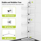 Standing Shower Caddy Corner - 4-Tier Rustproof Bathroom Shower Stand Shelf - Image 5