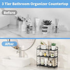 Bathroom Counter Organizer, Makeup Organizer Countertop Rack, 3 Tier, Black - Image 4