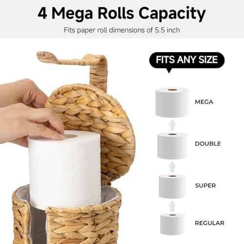 StorageWorks Toilet Paper Holder Stand with Covered, Toilet Paper Stand - Image 5