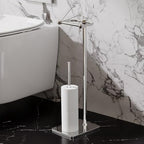 RUACQ Bathroom Toilet Paper Holder Stand with Storage, Chrome - Image 2