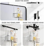 SHANSHUI Shower Hanging Caddy, Bathroom Shower Organizer Basket, Shampoo Bracket, Over Door Showers Rack with Hooks, 304 Stainless Steel Rustproof - Image 2