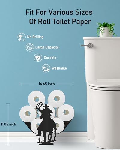 Cowboy Toilet Paper Holder Standing, Decorative Toilet Paper Storage - Image 3