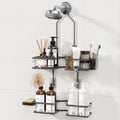 Adjustable Shower Caddy Hanging Rustproof Shower Caddy for Handheld Showerheads, Shower Organizer with Hooks Soap Holder, Anti-Swing Shower Rack Bathroom Accessories (Grey) by Dimyno