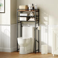 MAHANCRIS Over Toilet Storage, 3-Tier Bathroom Organizer Shelf with Toilet Paper Holder, Freestanding Space Saver Bathroom Shelves Above Toilet for Bathroom, Laundry Room, Rustic Brown TSHR1201 by MAHANCRIS