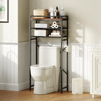 MAHANCRIS Over Toilet Storage, 3-Tier Bathroom Organizer Shelf with Toilet Paper Holder, Freestanding Space Saver Bathroom Shelves Above Toilet for Bathroom, Laundry Room, Rustic Brown TSHR1201 by MAHANCRIS